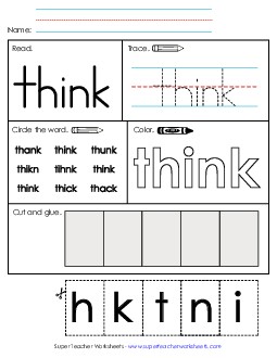 Worksheet 2: Think Sight Words Individual Worksheet