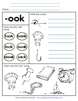 Worksheet 2 (-ook Words) Free Word Families Worksheet