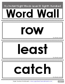 Word Wall: Level 8 Fry Worksheet