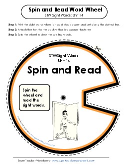 Spin and Read (Unit 14) Sight Words Worksheet