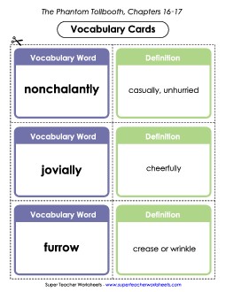 Vocab. Cards for Chapters 16-17 Books Worksheet