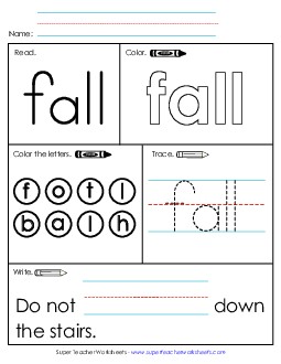 Worksheet 1: Fall Sight Words Individual Worksheet