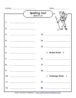 Spelling Test (C-9) Spelling C Worksheet