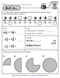 Math Buzz: Week 30 Worksheets 146 through 150 Daily Math Review Worksheet