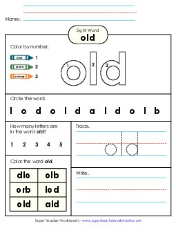 Worksheet 4: Old Sight Words Individual Worksheet