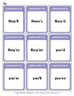 Flashcards (D-26) Spelling D Worksheet