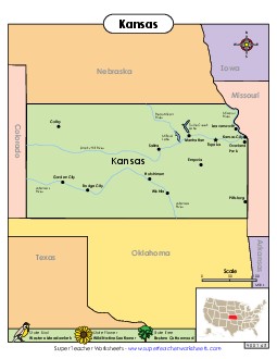 Map of Kansas State Maps Worksheet