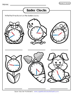 Time to the Nearest 5 Minutes Easter Worksheet