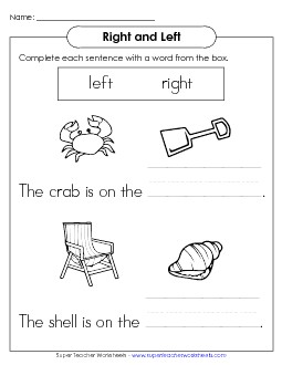 Beach: Right and Left Right Left Worksheet