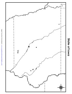 Blank Iowa Map with City Dots State Maps Worksheet