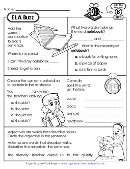 New ELA Buzz: Week 15<br>Worksheets 71 through 75 Worksheet