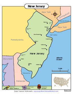 Map of New Jersey Free State Maps Worksheet