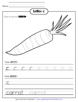 C is for Carrot Easter Worksheet