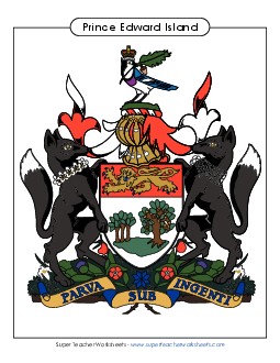 PEI Coat of Arms (Full Colour) Canada Worksheet