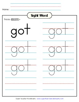 Trace the Word: Got Sight Words Individual Worksheet