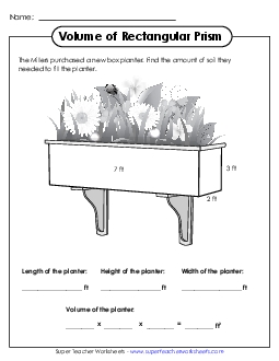 Volume of a Planter Worksheet