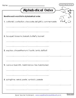 Alphabetical Order Worksheet (Easter)  Free Spelling F Worksheet