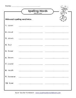 Write Twice (C-8) Spelling C Worksheet