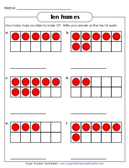 Ten-Frame Add/Subtract Ten Frames Worksheet