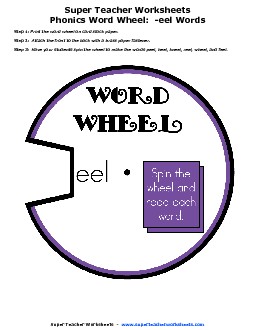 Word Wheel: -eel Words Phonics Worksheet