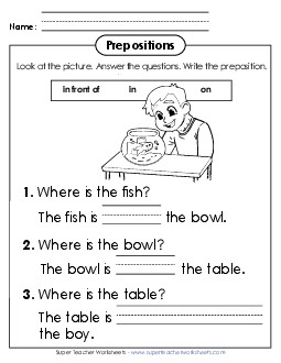 New Fill in the Blanks (Prepositions) Worksheet