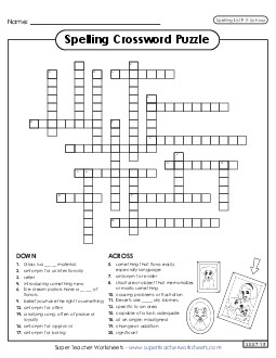 Crossword (F-9) Spelling F Worksheet