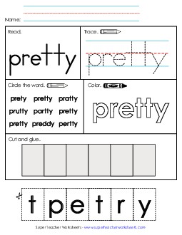 Worksheet 2: Pretty Sight Words Individual Worksheet