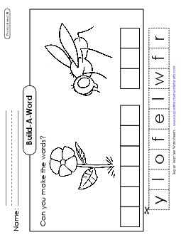 Build-a-Word #2: Flower and Fly Phonics Blends Worksheet