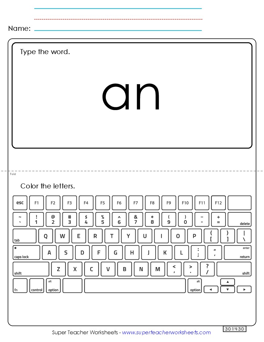 Type the Word: An Sight Words Individual Worksheet