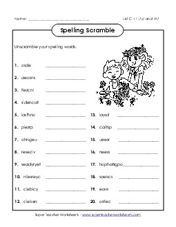 Unscramble (C-11) Spelling C Worksheet