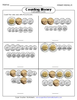 Counting Mixed Coins 2 Money Canadian Worksheet