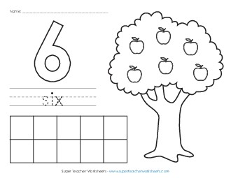 Apple Counting Mat: Six Worksheet