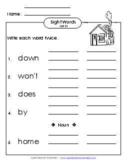 Write Twice (Unit 23) Sight Words Worksheet