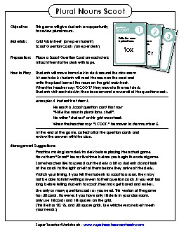 Game: Plural Noun Scoot! Nouns Worksheet