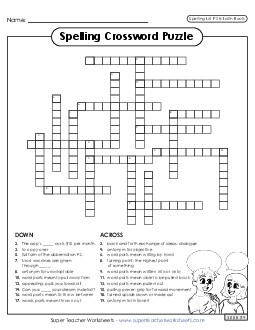 Crossword (F-28) Spelling F Worksheet