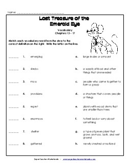 Vocabulary for Chapters 13-17 Book Geronimo Stilton Worksheet