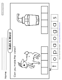 Build-a-Word: Goat & Soap Phonics Long Short O Worksheet