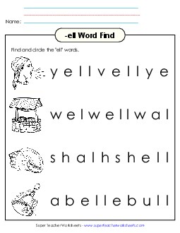 Circle the Words (-ell) Word Families Worksheet