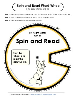 Spin and Read (Unit 16) Sight Words Worksheet