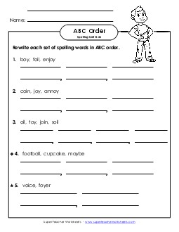 ABC Order - Word Sets (B-26) Spelling B Worksheet