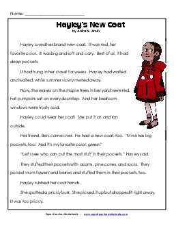 Hayley\'s New Coat (Fiction) 2nd Grade Reading Comprehension Worksheet