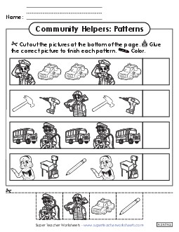 Community Helpers: Patterns Worksheet #2 Worksheet