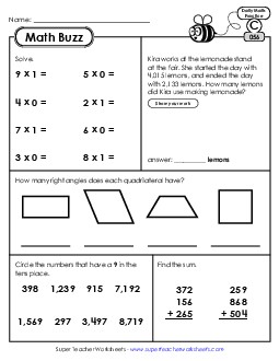 Math Buzz: Week 12 Worksheets 56 through 60 Daily Math Review Worksheet