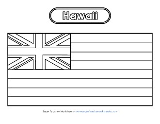 Hawaii Flag Coloring Page States Individual Worksheet