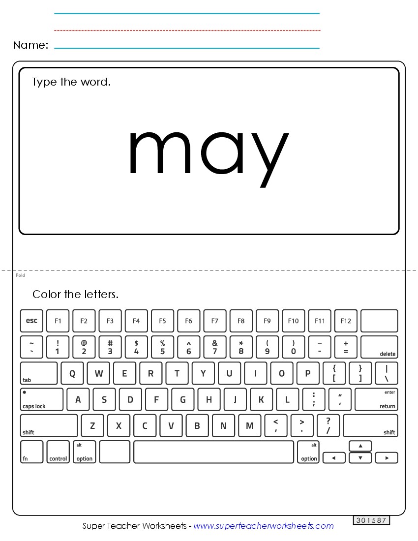 Type the Word: May Sight Words Individual Worksheet