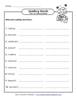 Write Twice (C-25) Spelling C Worksheet