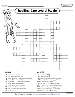 Crossword (E-4) Spelling E Worksheet