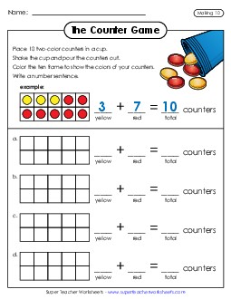 The Counter Game Addition Worksheet