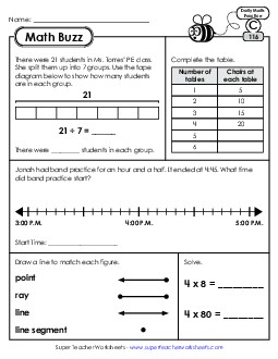 Math Buzz: Week 24 Worksheets 116 through 120 Daily Math Review Worksheet