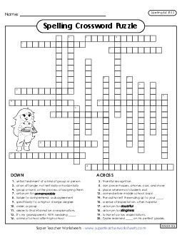 Crossword (E-22) Spelling E Worksheet